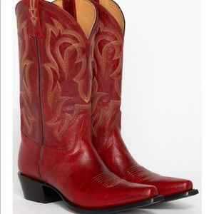 Shyanne 12" Red Leather Snip Toe Western Boots